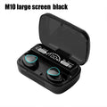 Fones de ouvido Bluetooth com microfone sem fio, com caixa carregadora com visor em LED