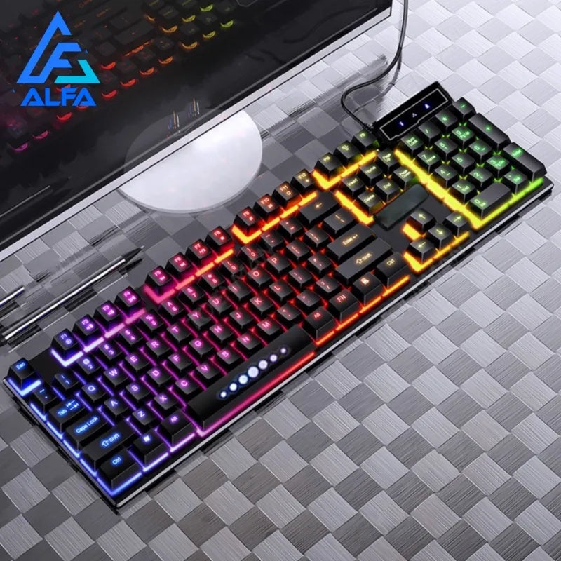 Teclado Gamer Semi-mecânico LED Retro iluminado exBom